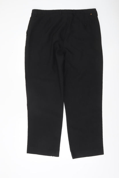 Farah Men's Black Regular Fit Formal Trousers Size 38x20
