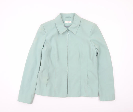 Bonmarché Women’s Green Zip-Up Collared Jacket Size 14 Regular