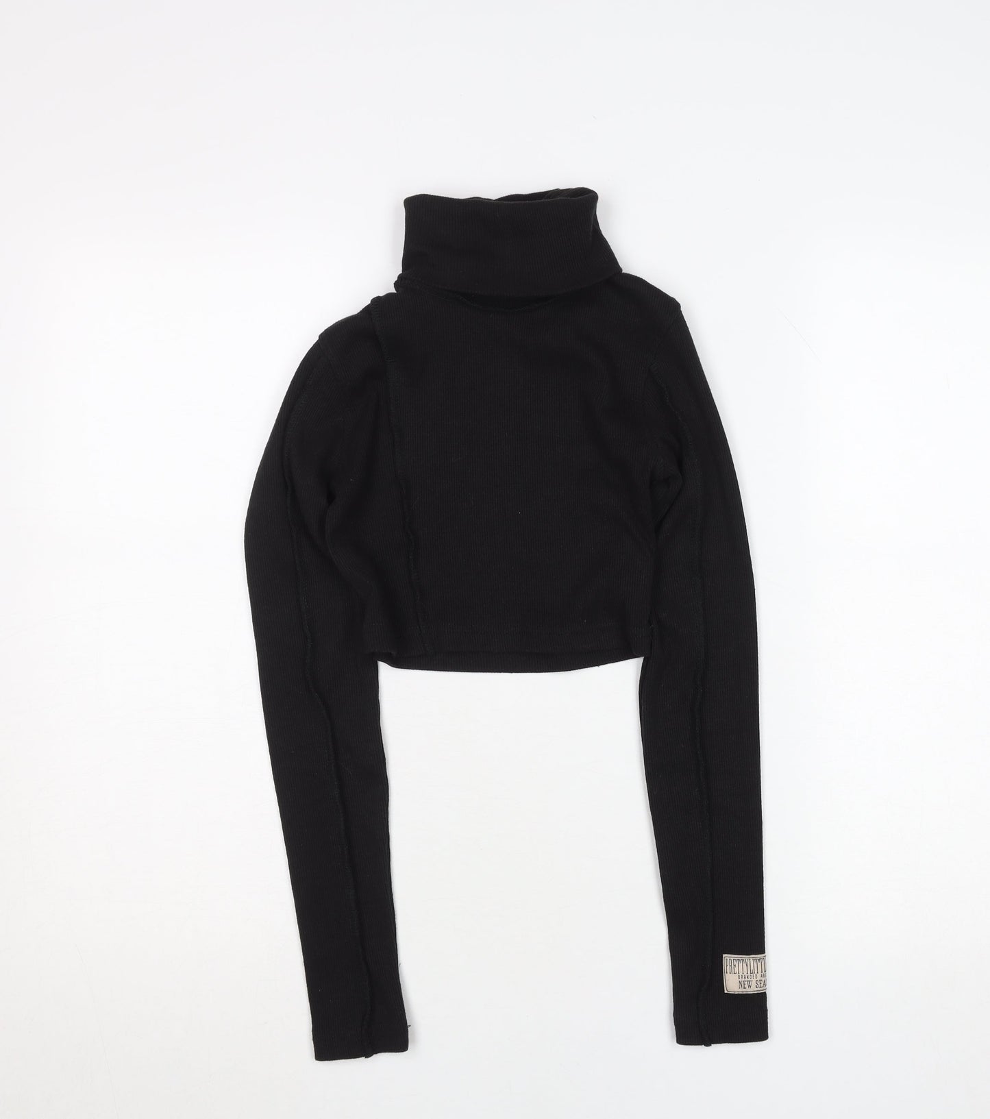 PrettyLittleThing Women's Black Roll Neck Long Sleeve Slim Fit Jumper Size 6