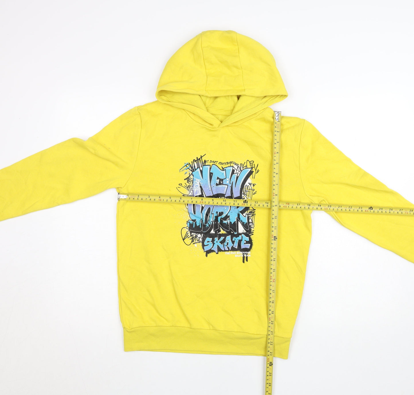 Dunnes Stores Boys Yellow Pullover Hoodie 10 Years Skate Graphic Fleece
