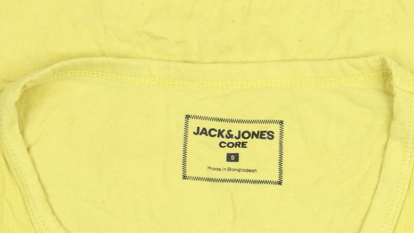 Jack & Jones Men's Yellow Graphic Tank Top Size S Cotton