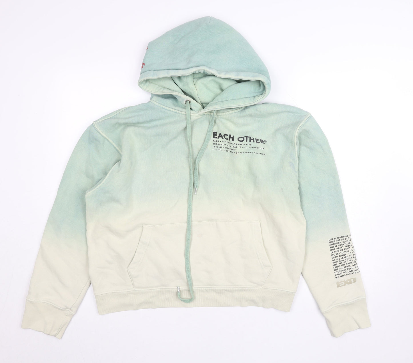 Each Other Women’s Blue Beige Ombre XL Pullover Hoodie Graphic Print