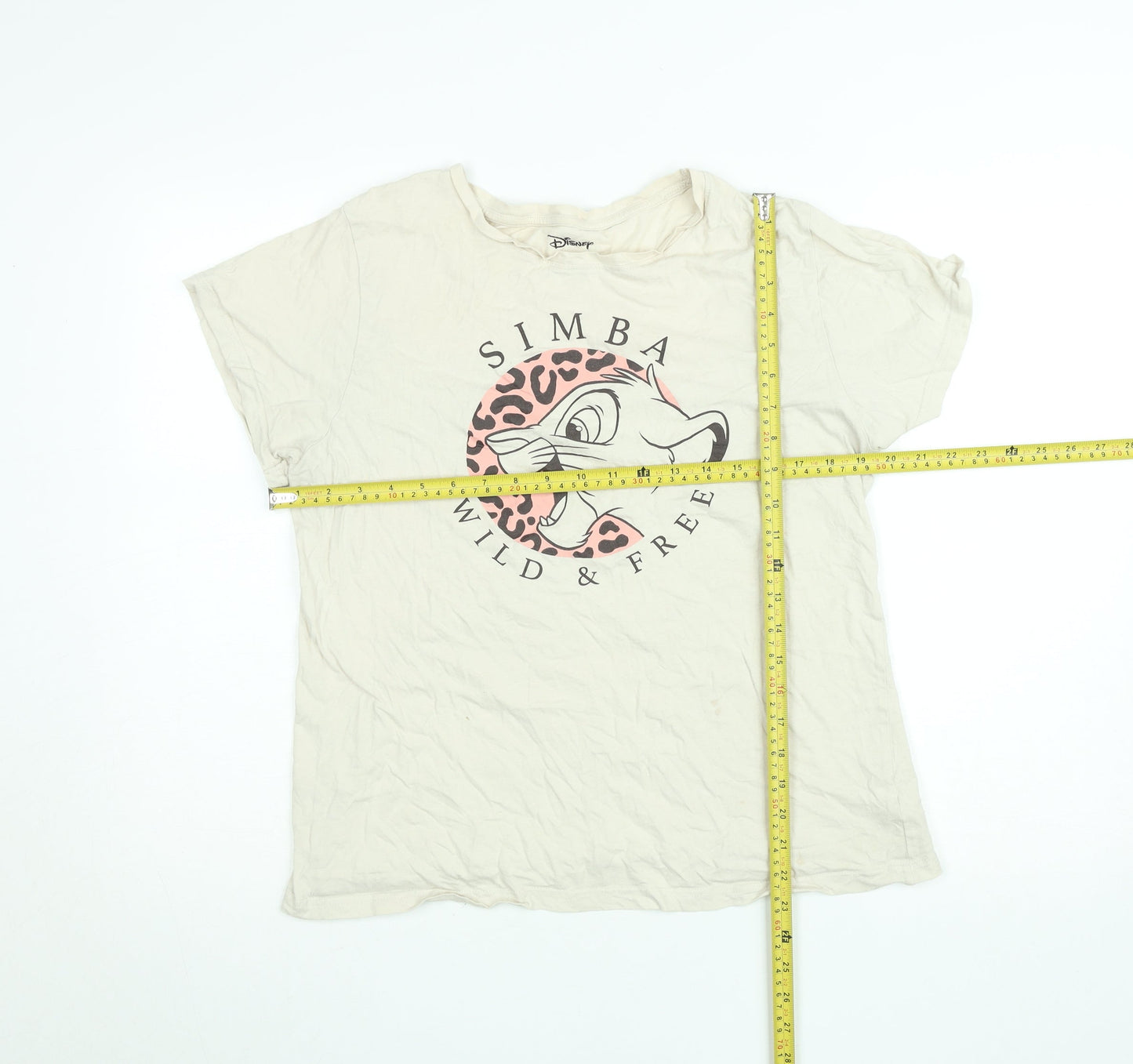 Disney Women’s Beige Simba Graphic T-Shirt Size L 14-16 Casual Cotton