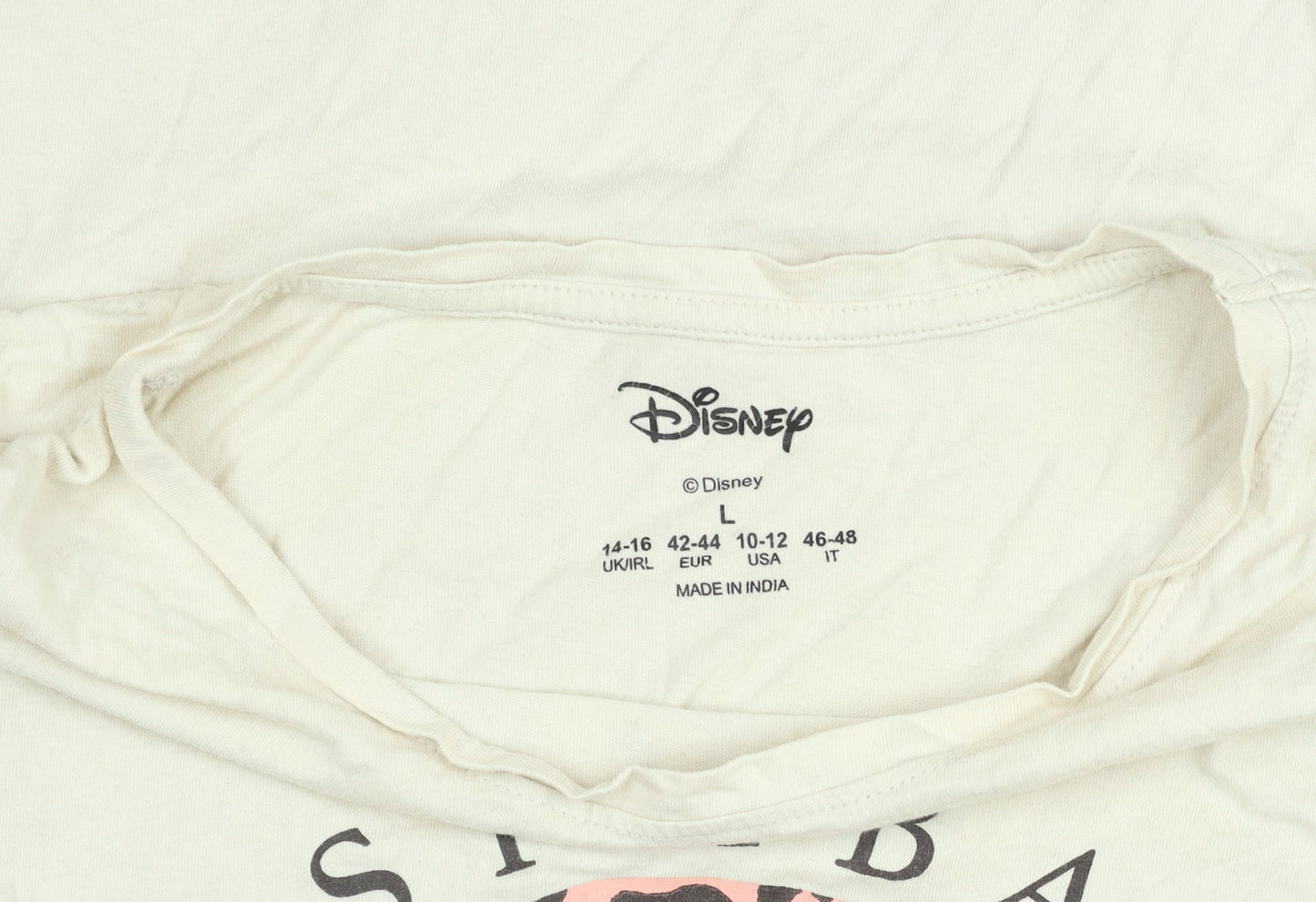 Disney Women’s Beige Simba Graphic T-Shirt Size L 14-16 Casual Cotton