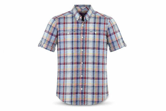 Dunnes Men’s Multicoloured Check Short Sleeve Slim Fit Shirt Size S