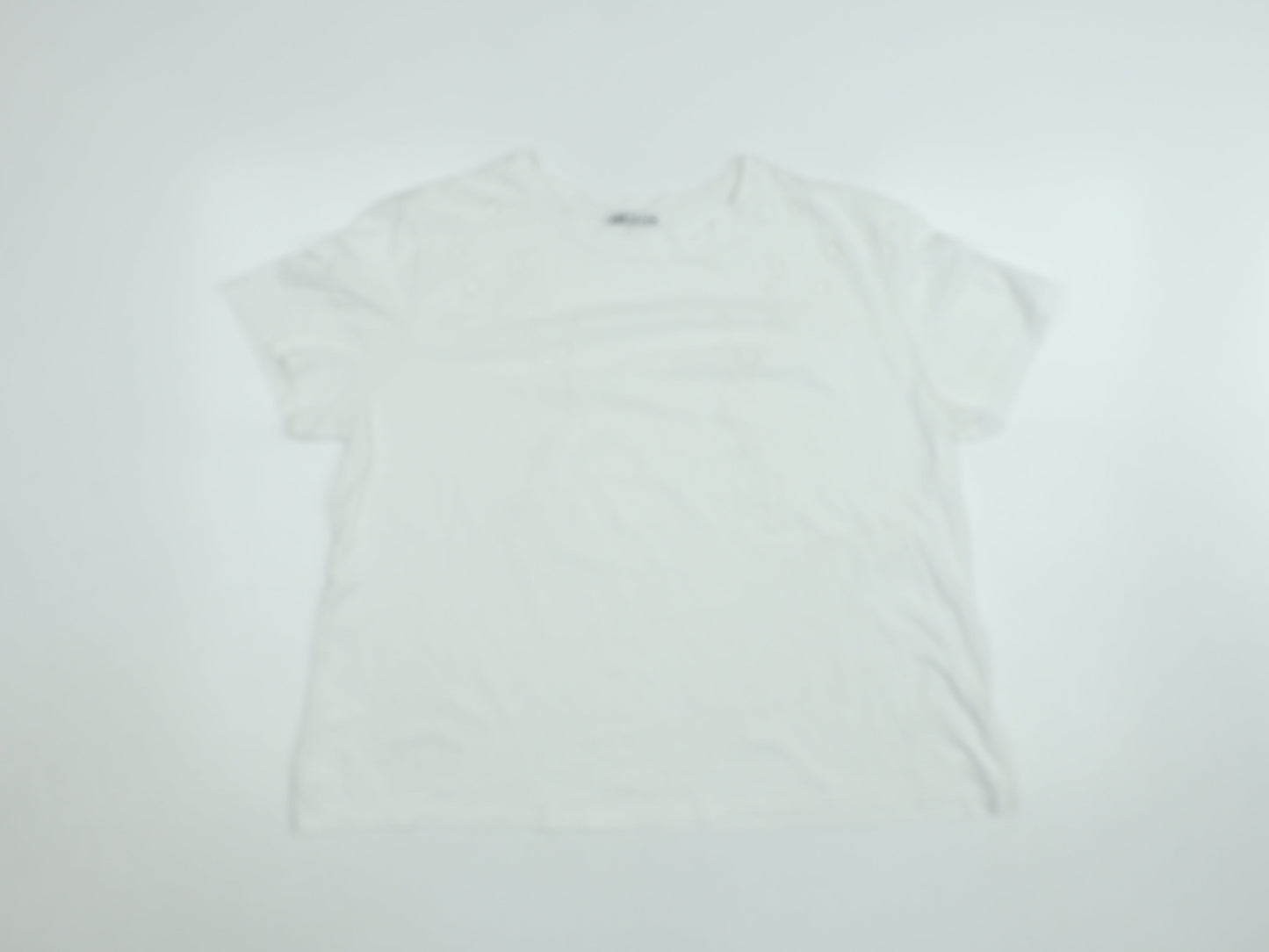 Zara Women White Embroidered Cotton Short Sleeve T-Shirt L