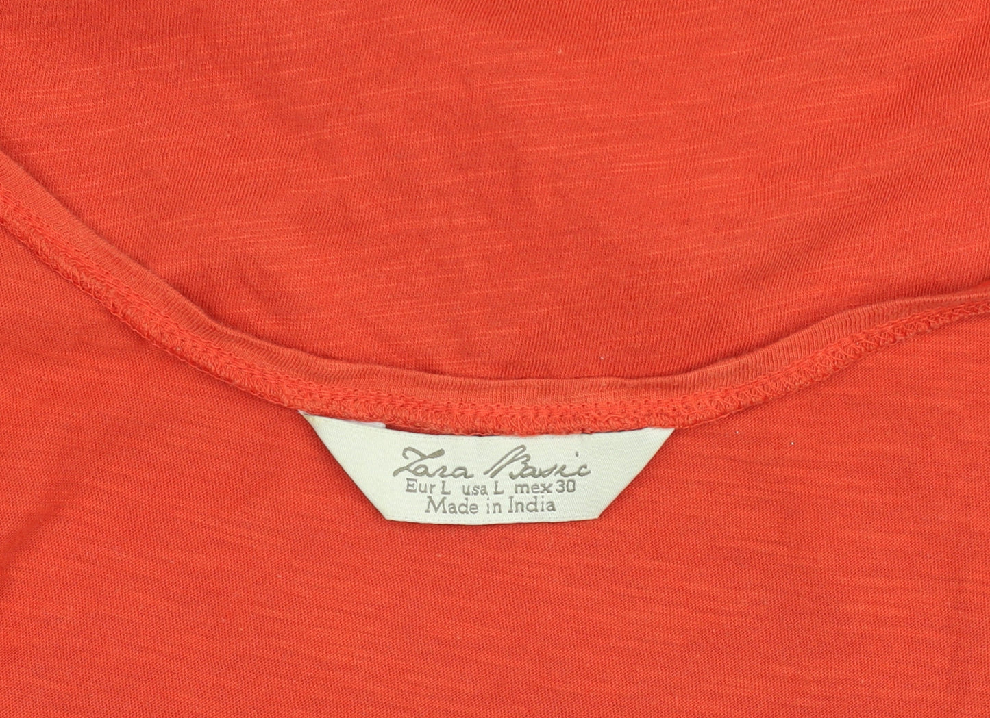Zara Basic Women's Orange Cotton Beaded Ruffle Tank Top L