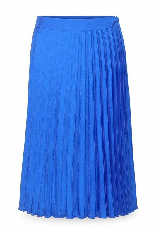 Zara Women Blue Pleated Midi Skirt XL Polyester Satin Zip