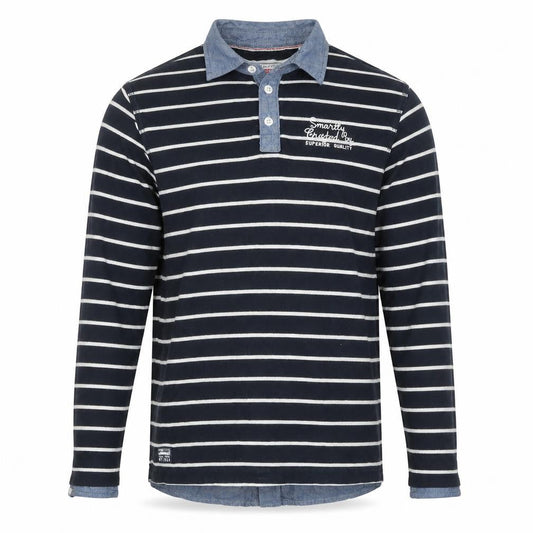 Here & There Vintage Co Navy Striped Long Sleeve Shirt Mens Size L
