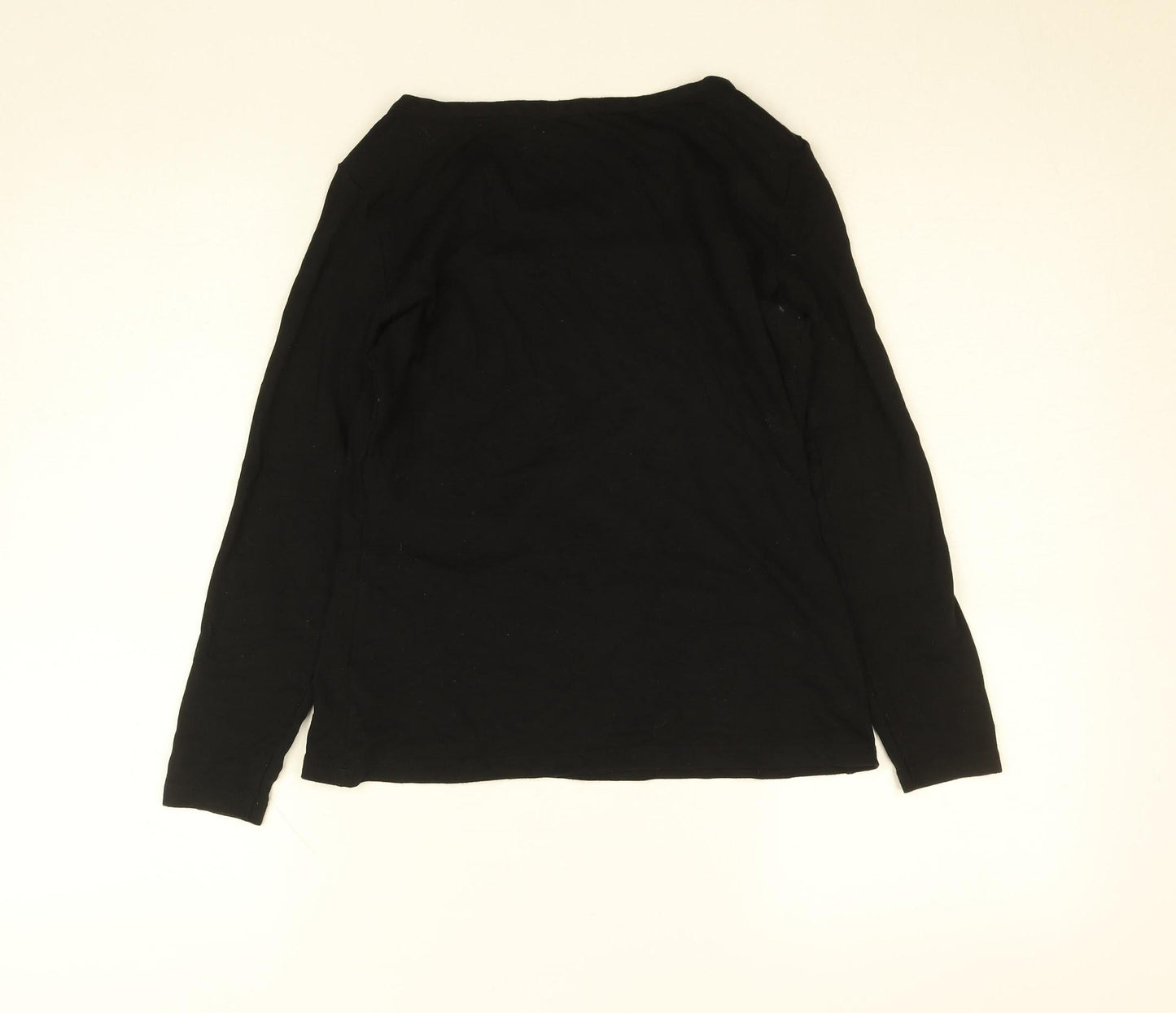 Julio Women Black Size 6 Boat Neck Long Sleeve Cotton Top