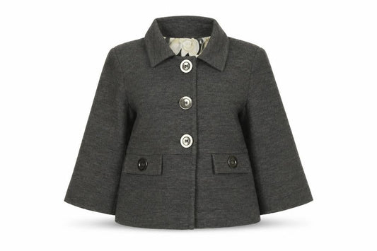 Marks & Spencer Women Grey Wool Blend Short Blazer UK 14