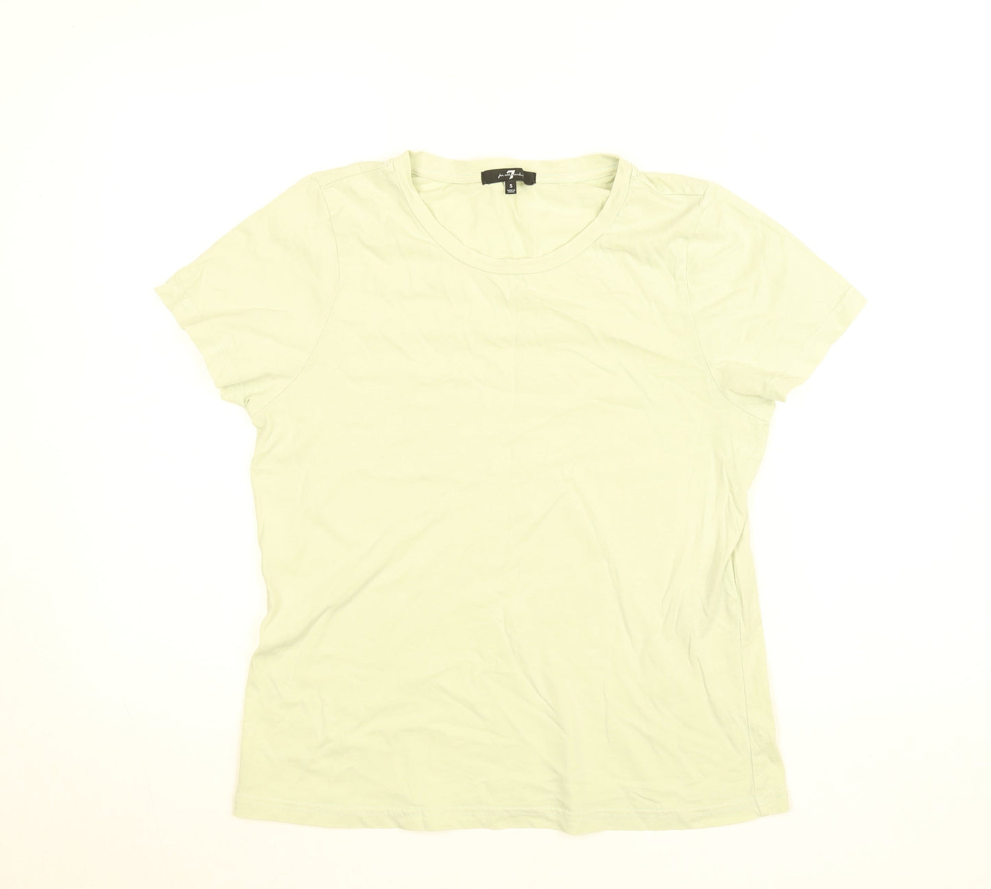 7 For All Mankind Women's Green Cotton Crew Neck Short Sleeve T-Shirt Size S