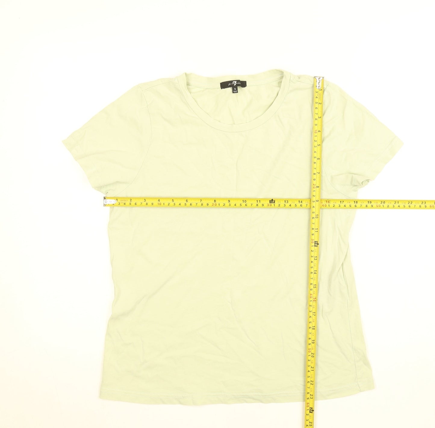 7 For All Mankind Women's Green Cotton Crew Neck Short Sleeve T-Shirt Size S
