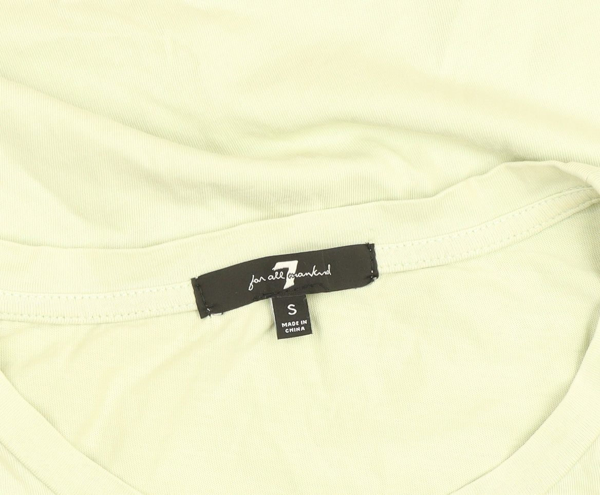 7 For All Mankind Women's Green Cotton Crew Neck Short Sleeve T-Shirt Size S
