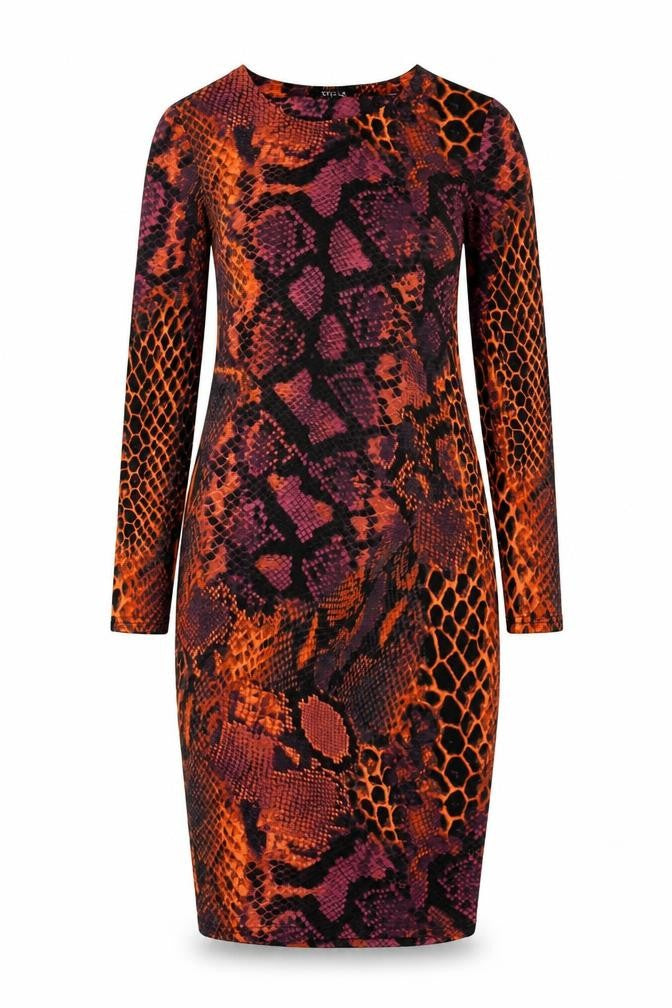 Stella Morgan Women's Orange Animal Print Bodycon Dress Size 8