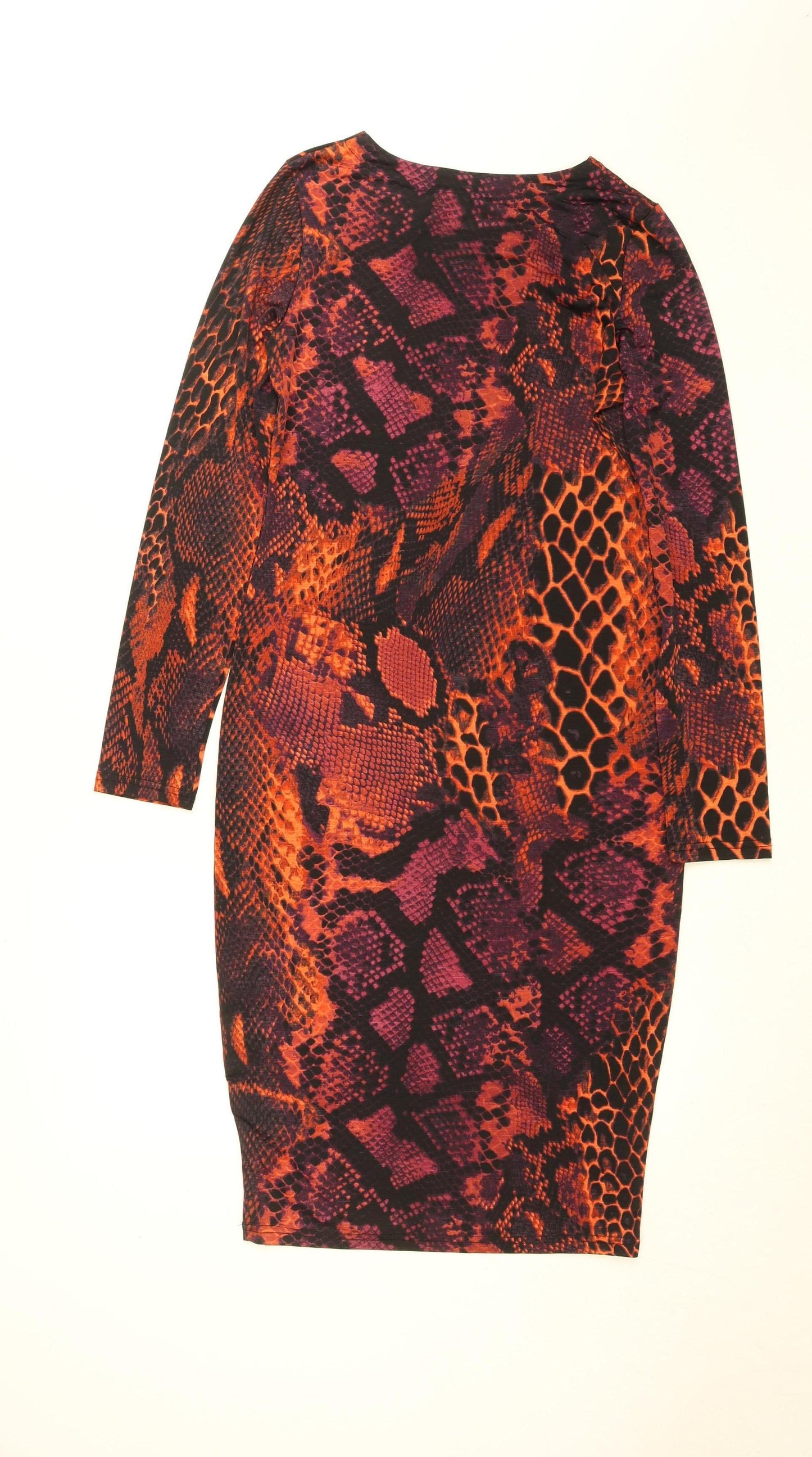 Stella Morgan Women's Orange Animal Print Bodycon Dress Size 8