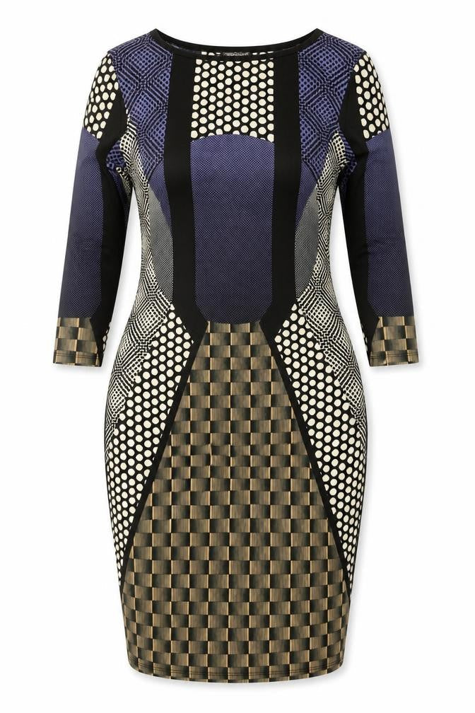 Topshop Women's Multicoloured Bodycon Jersey Dress UK 10 Long Sleeve