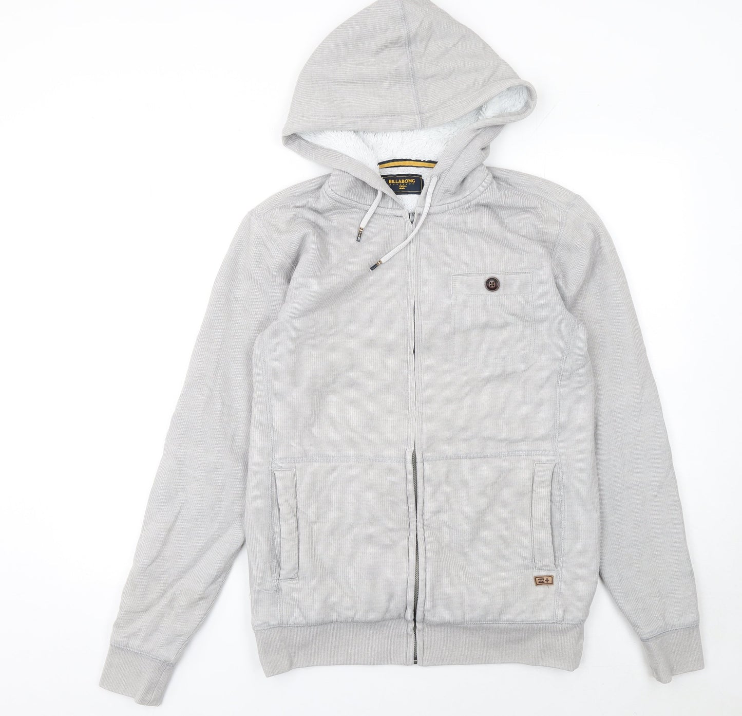 Billabong Men's Grey Full Zip Fleece Lined Hoodie Size S Surf Style