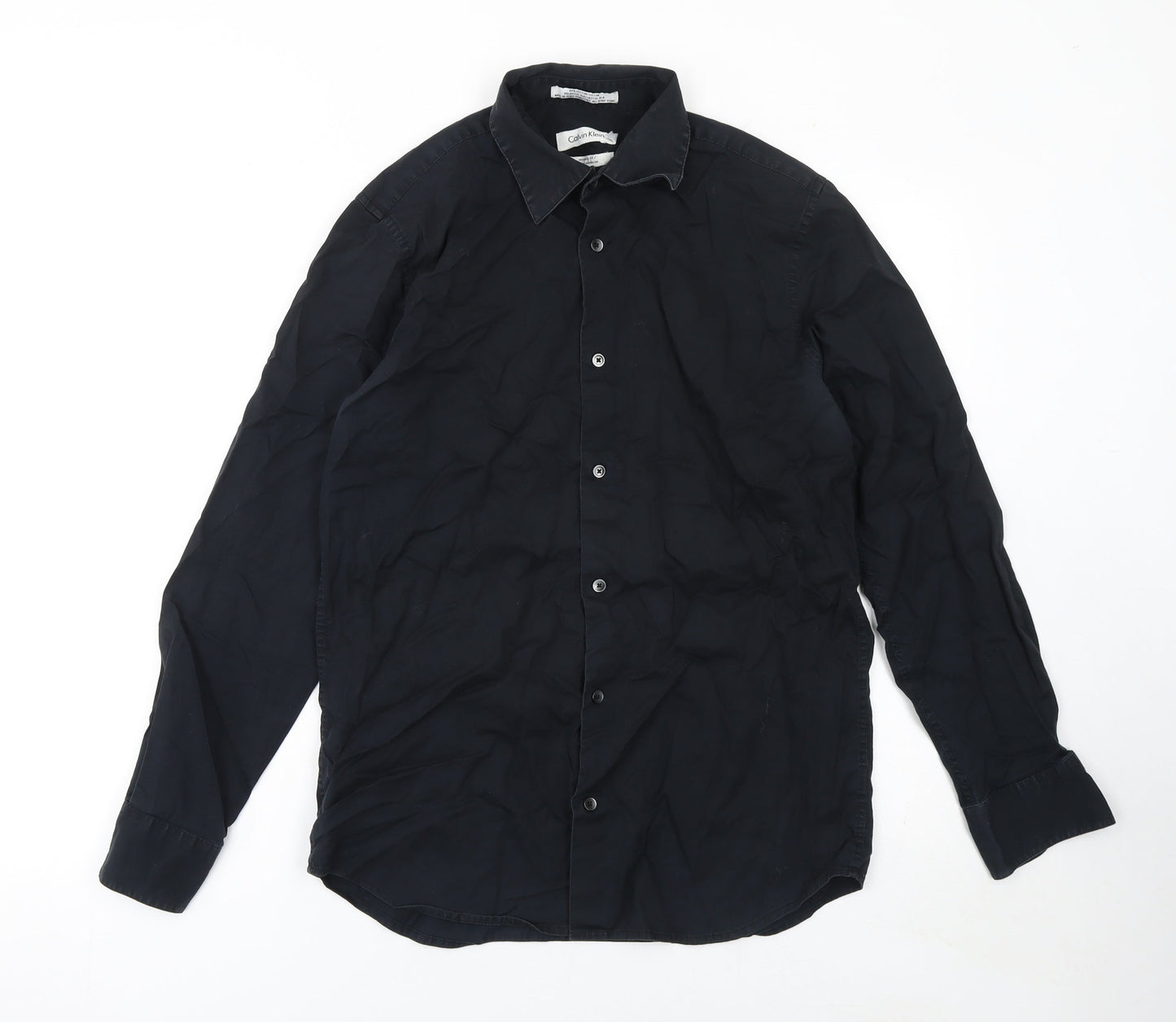 Calvin Klein Men's Black Slim Fit Long Sleeve Button-Up Shirt Size S