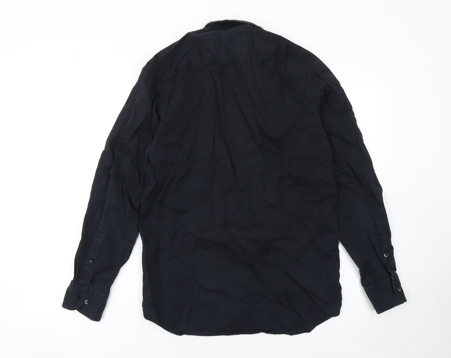 Calvin Klein Men's Black Slim Fit Long Sleeve Button-Up Shirt Size S
