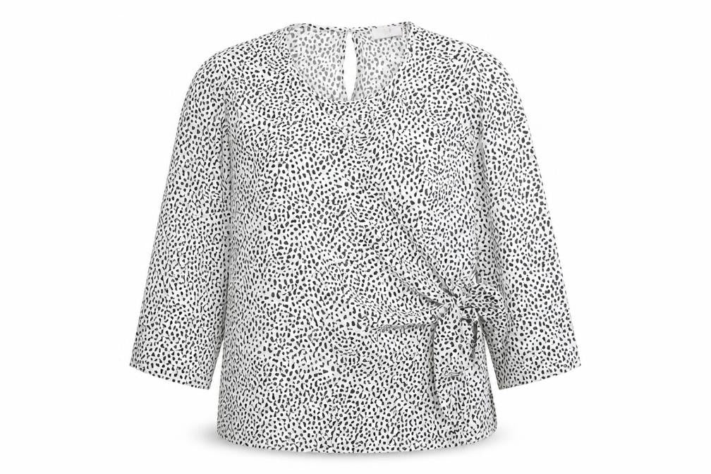 Riani Women’s White Black Animal Print Viscose Wrap Blouse Size 10