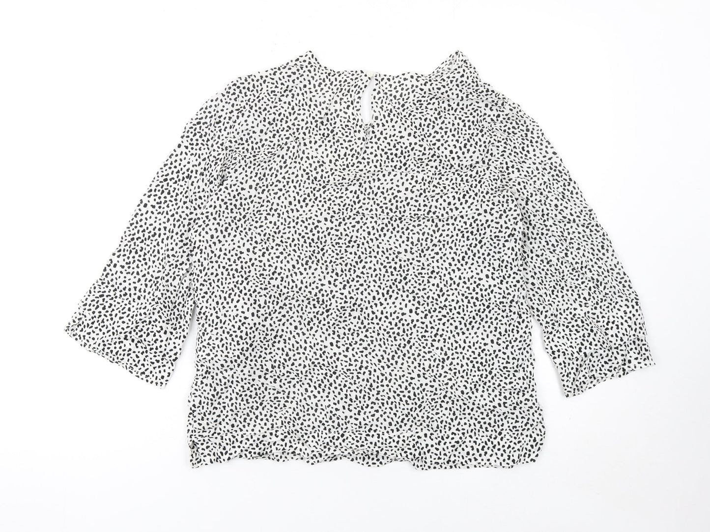 Riani Women’s White Black Animal Print Viscose Wrap Blouse Size 10
