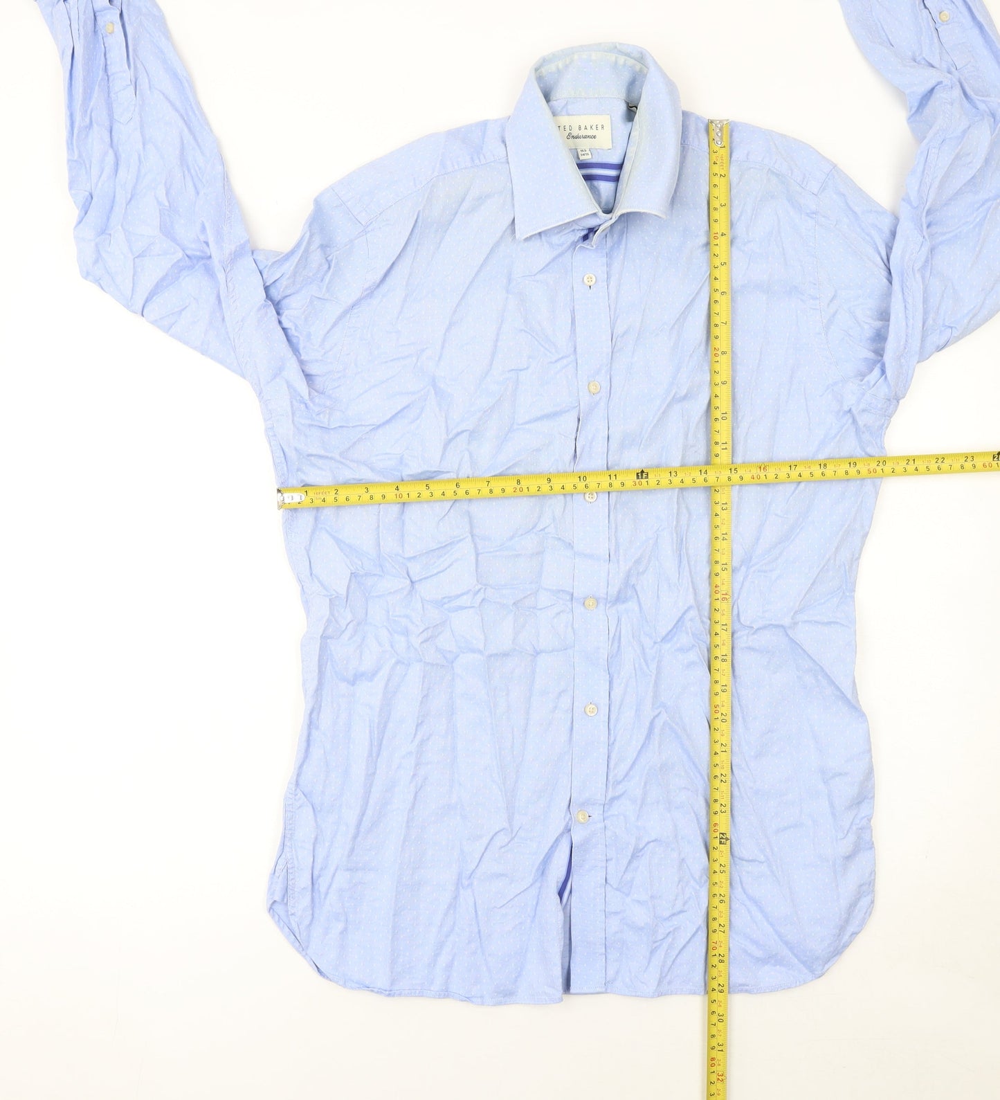 Ted Baker Men’s Blue Cotton Long Sleeve Button-Up Shirt 16.5in