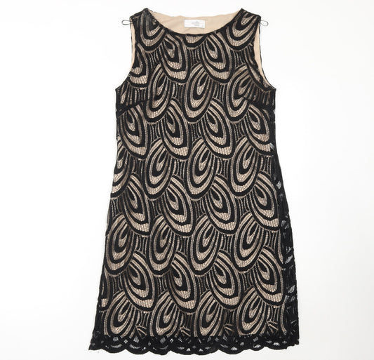Wallis Women’s Black Lace Shift Dress UK 10 Sleeveless Knee Length Party