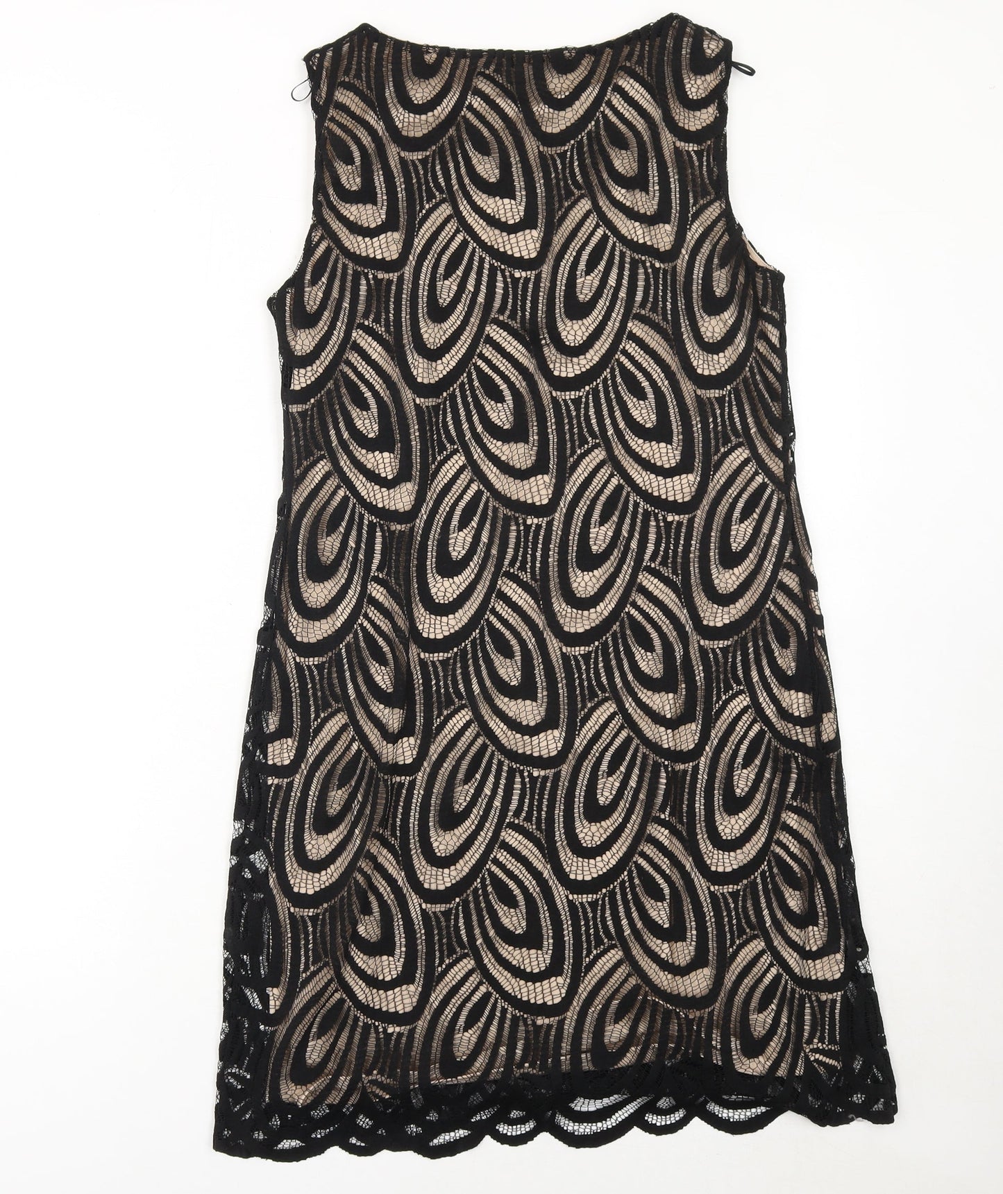 Wallis Women’s Black Lace Shift Dress UK 10 Sleeveless Knee Length Party