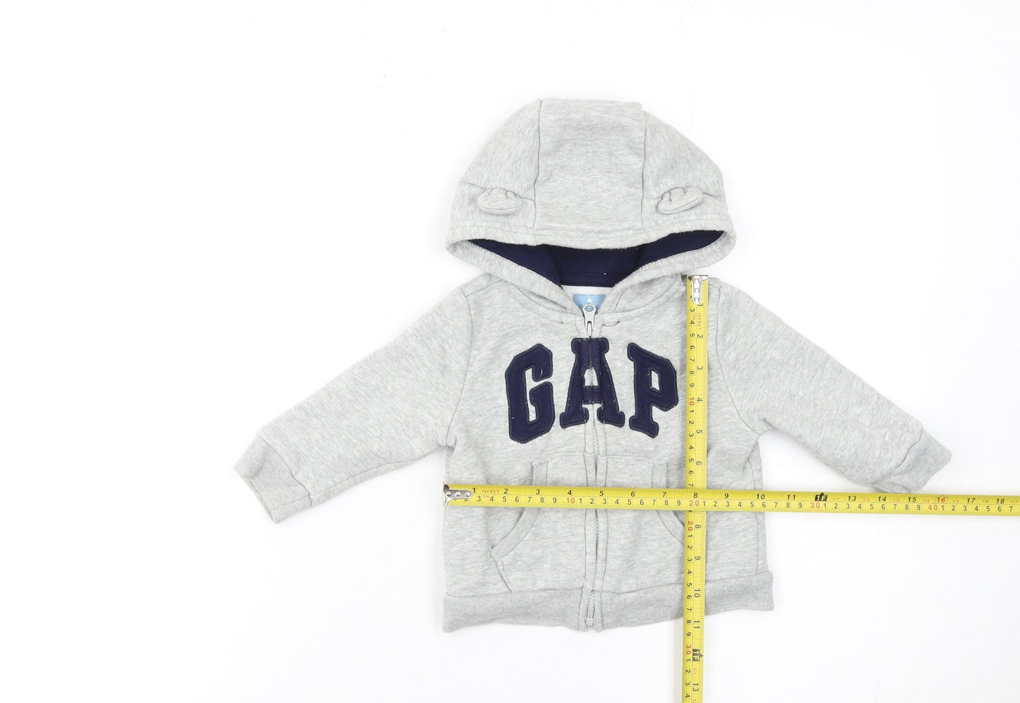 GAP Unisex Baby 6-12 Months Grey Hooded Logo Zip Jacket