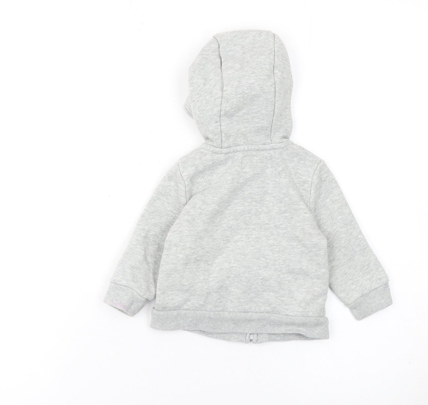 GAP Unisex Baby 6-12 Months Grey Hooded Logo Zip Jacket