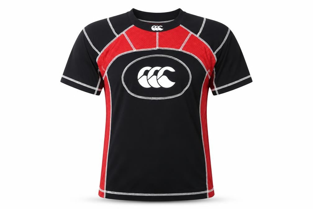 Canterbury Men's Black Red Rugby Compression Top Size S Athletic Fit