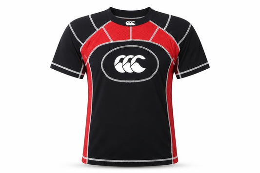 Canterbury Men's Black Red Rugby Compression Top Size S Athletic Fit