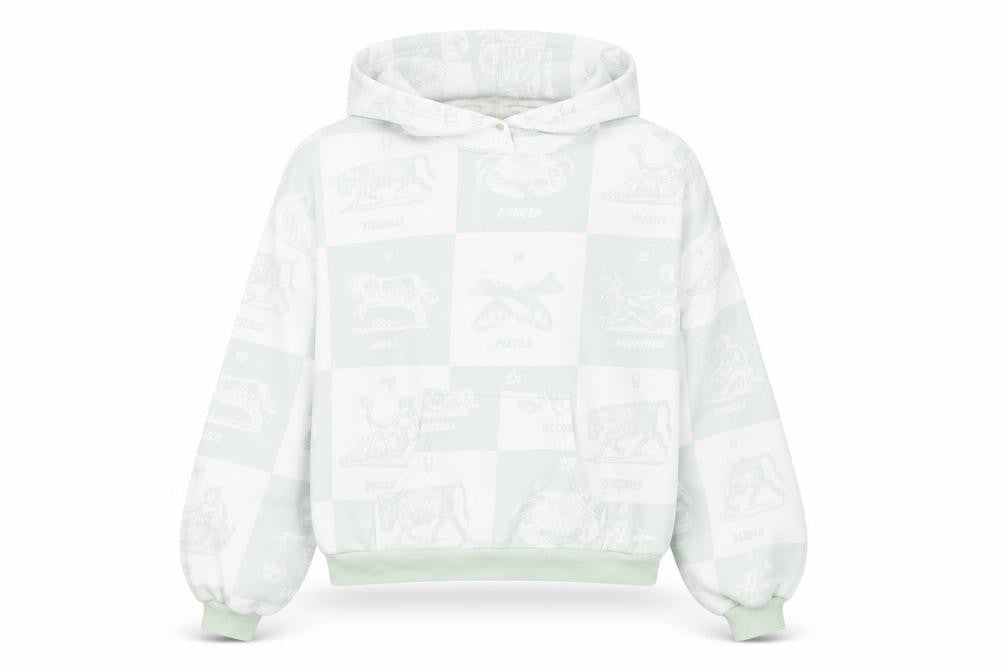 From Under Women's Mint Green Zodiac Print Hooded Pullover Sweatshirt Size S