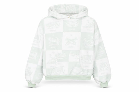 From Under Women's Mint Green Zodiac Print Hooded Pullover Sweatshirt Size S