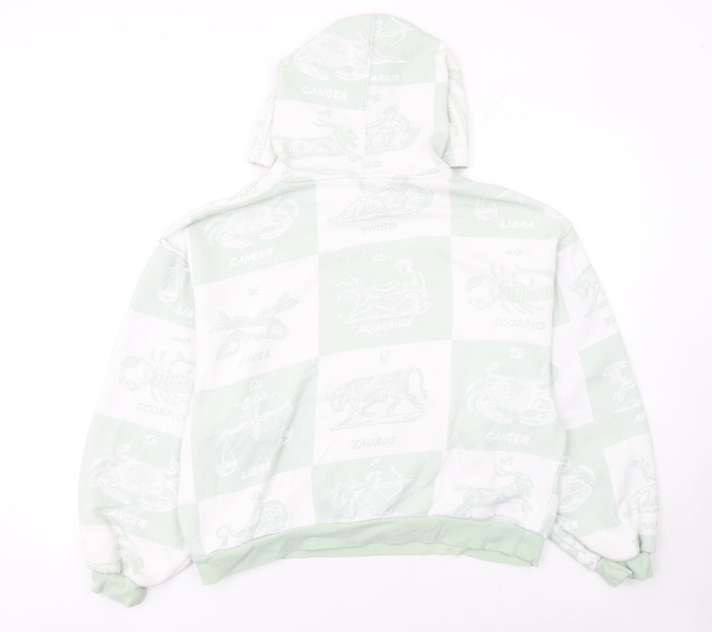 From Under Women's Mint Green Zodiac Print Hooded Pullover Sweatshirt Size S