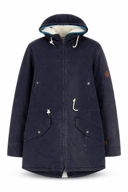 Bellfield Women's Blue Cotton Hooded Parka Jacket Size M