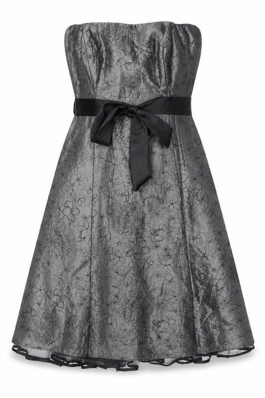 Debenhams Women Grey Floral Strapless A-Line Dress Size 14