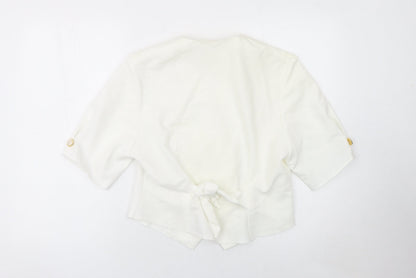 Amanda Blake Women's Ivory Double-Breasted Lace Trim Blazer UK 12