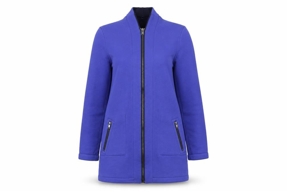 Next Women's Blue Long Coatigan Size 6 Viscose Zip Jacket