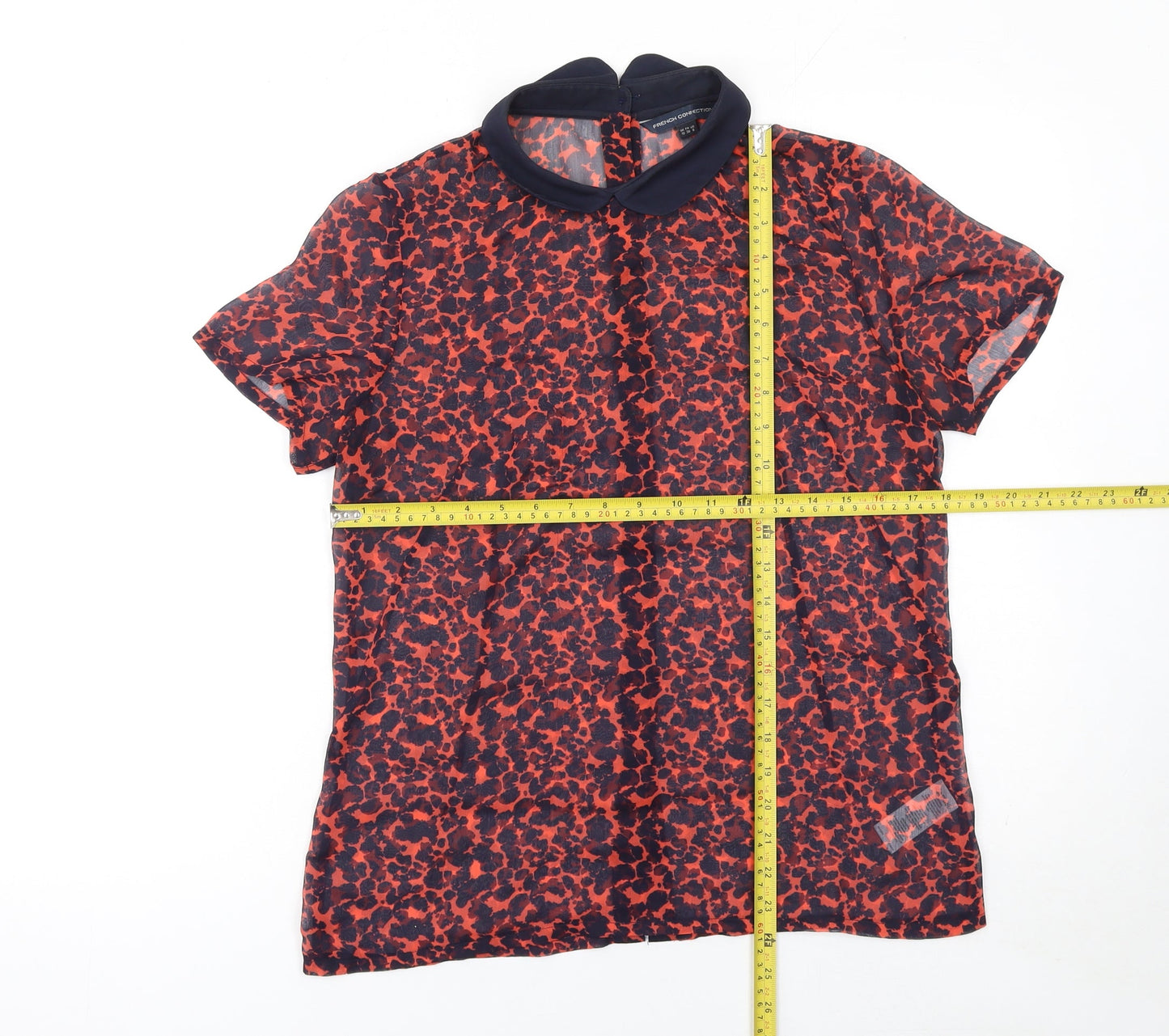 French Connection Women's Red Animal Print Chiffon Blouse Size 10