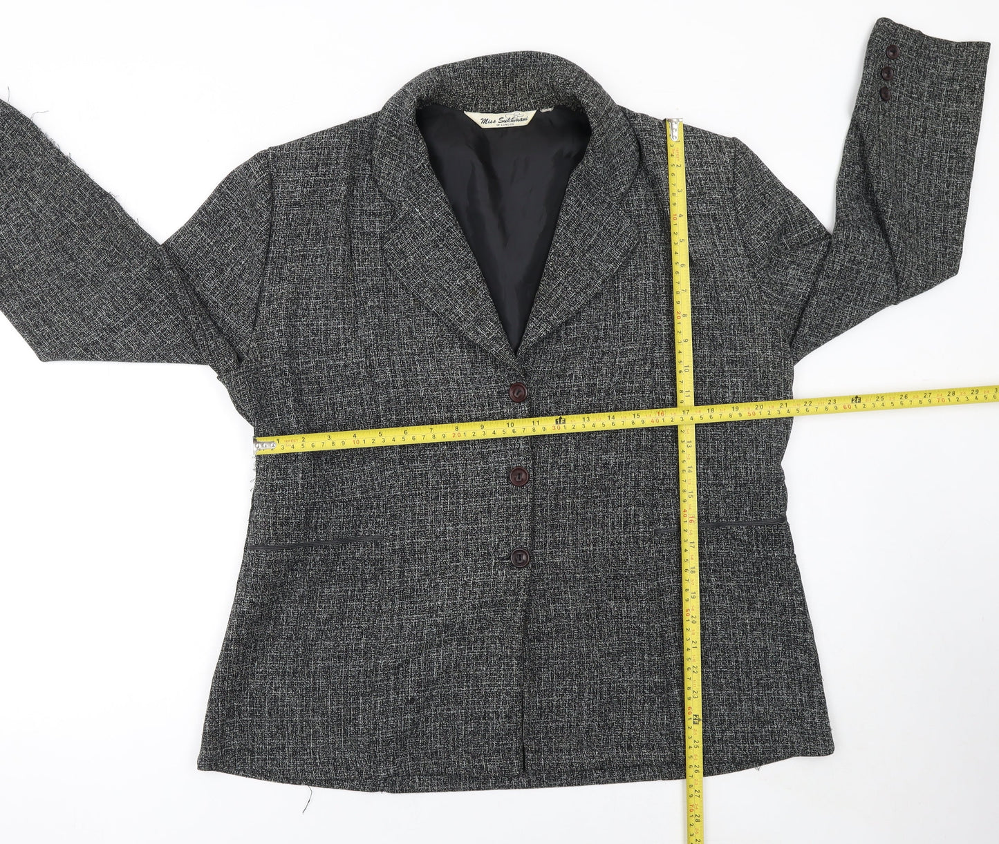 Miss Sukhmani of London Women's Grey Size 16 Classic Tweed Suit Jacket