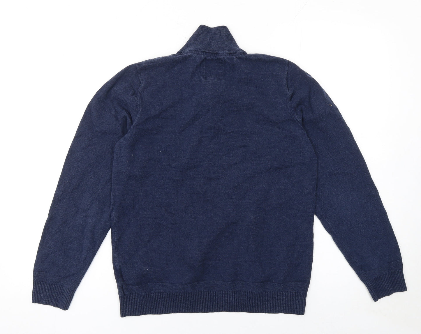Fat Face Women's Blue 1/2 Zip Cotton Wool Jumper Size S