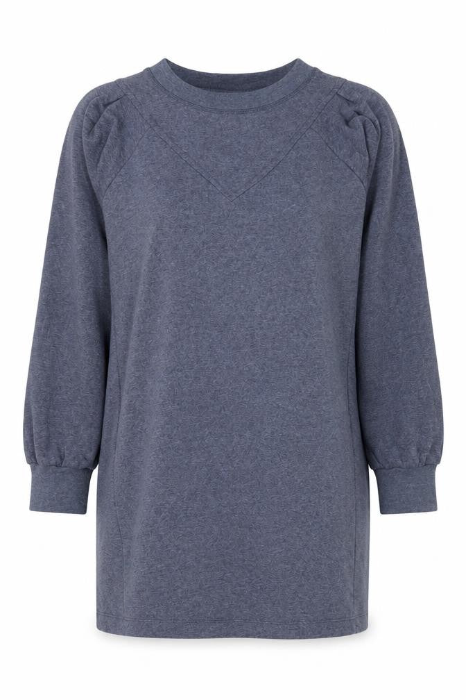 Oliver Bonas Women Blue Cotton Jersey Long Sleeve Shift Dress Size 10