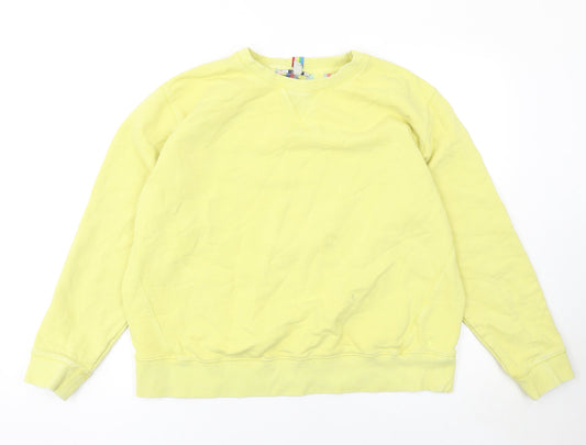 Joules Women Yellow Cotton Crew Neck Long Sleeve Sweatshirt UK 16