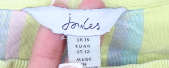 Joules Women Yellow Cotton Crew Neck Long Sleeve Sweatshirt UK 16