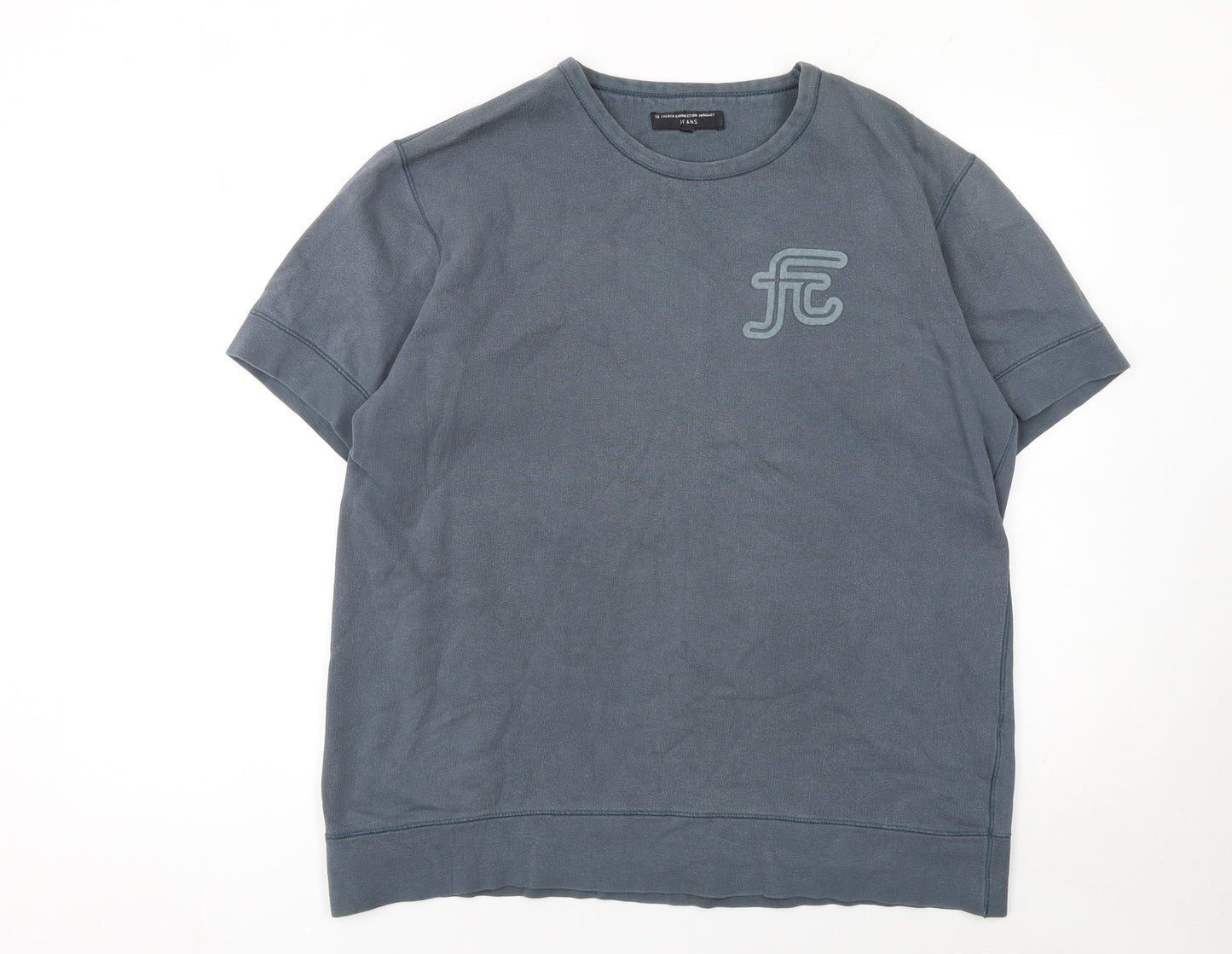 French Connection Men's Blue Cotton Short Sleeve Crew Neck T-Shirt M