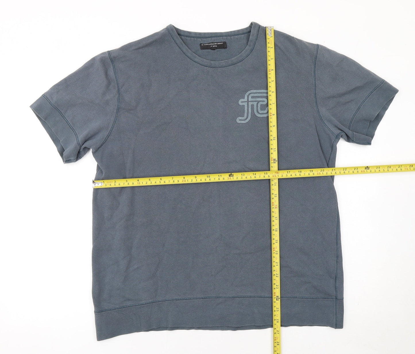 French Connection Men's Blue Cotton Short Sleeve Crew Neck T-Shirt M