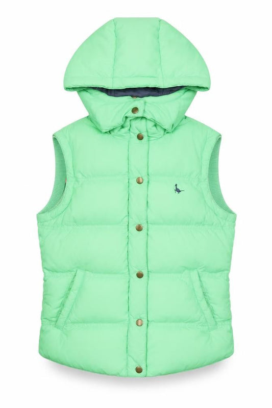 Jack Wills Women’s Green Puffer Hooded Waistcoat Size 10