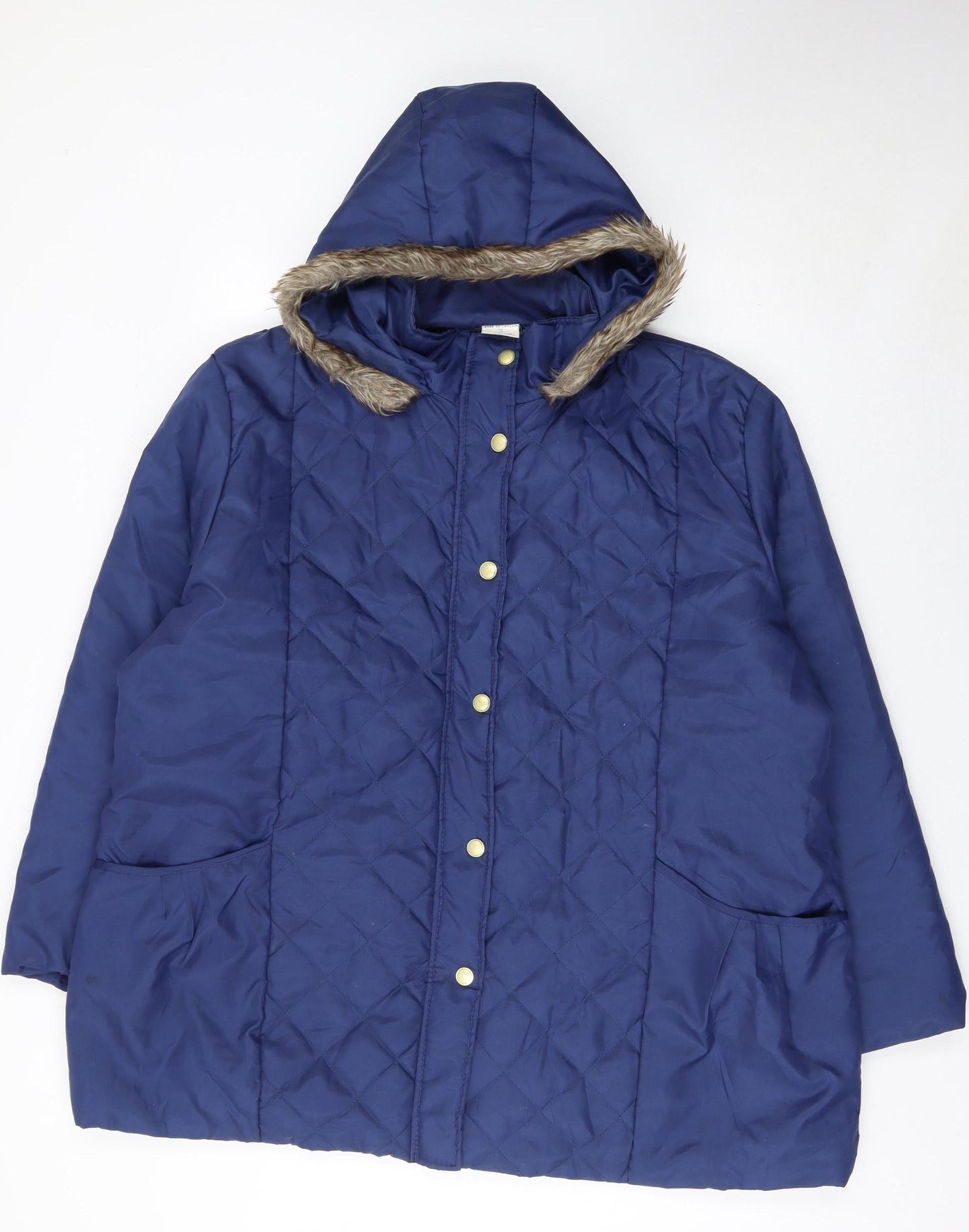 Anne de Lançay Women's Blue Quilted Hooded Winter Coat XL
